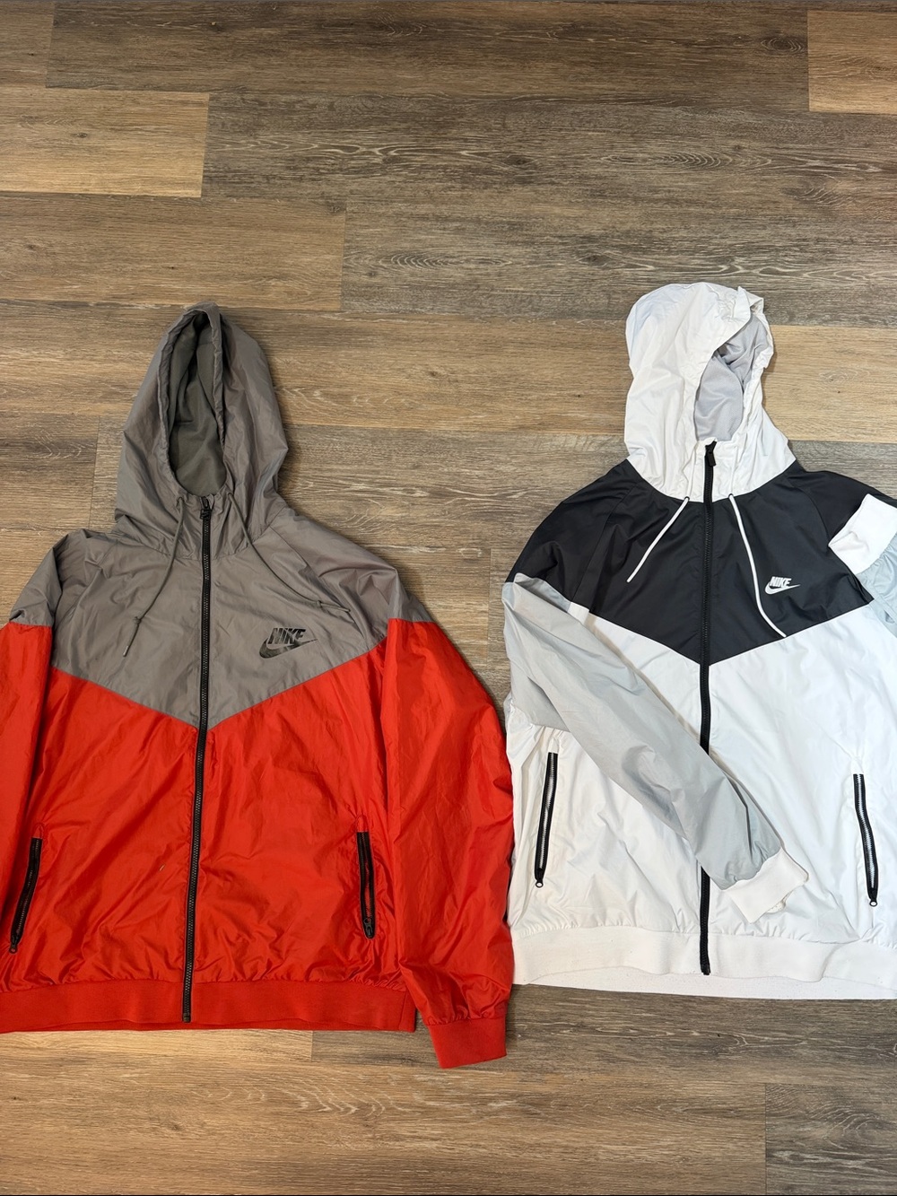 BUNDLE- Nike Men's Colorblock Windbreaker Jackets - Red/Gray & White/Black